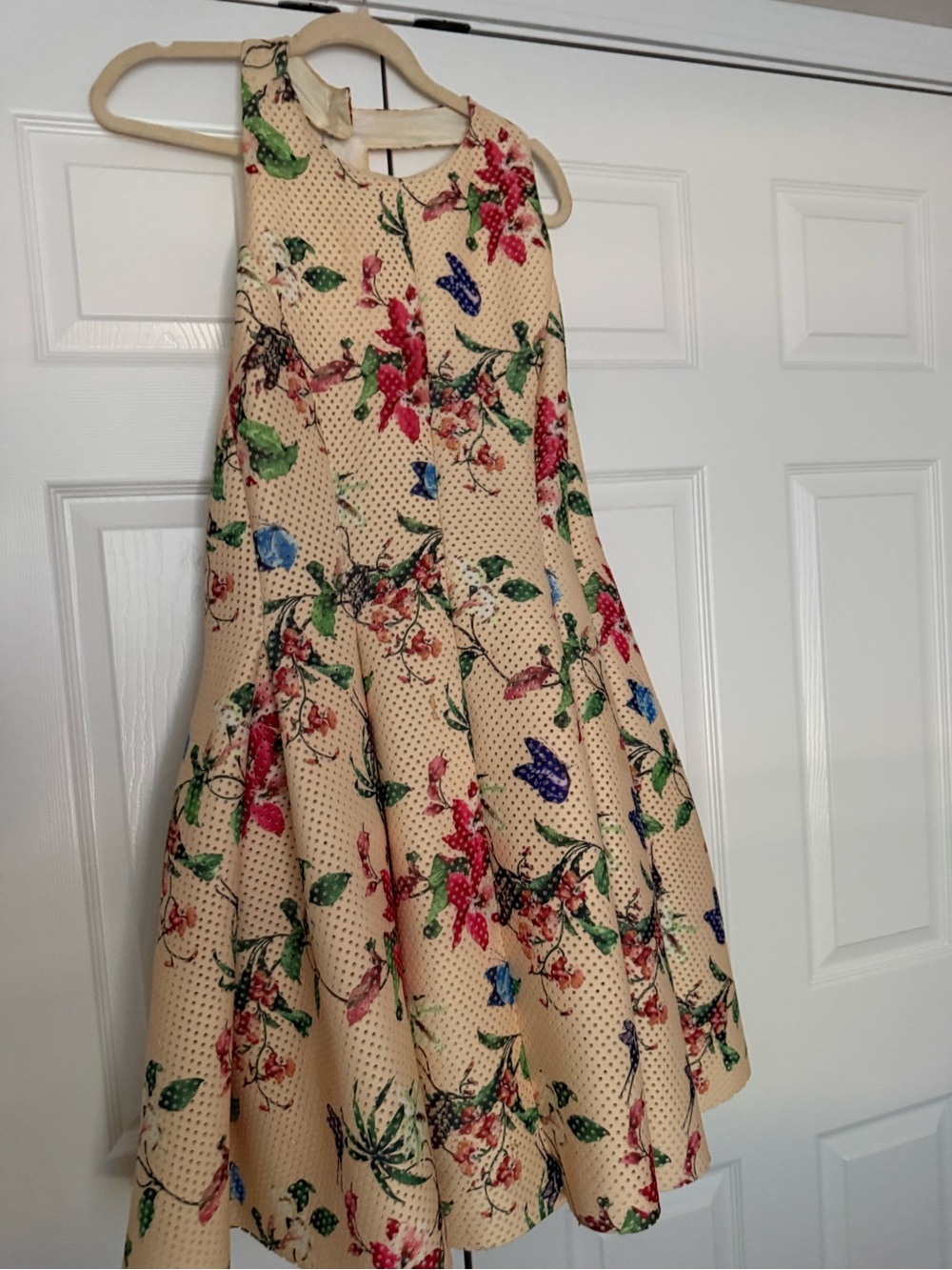 ASOS Cream Floral Circle Skater Skirt